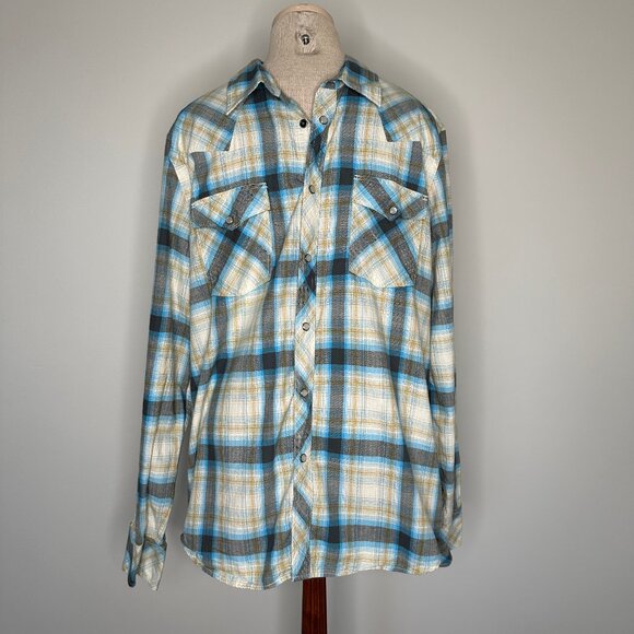 Tecovas Men's Pearl Snap Western Plaid Shirt Long Sleeve Size Large - Picture 1 of 7